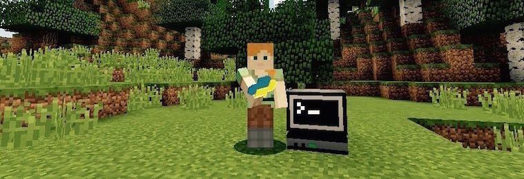 Minecraft player, holding a PythonScript