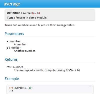 Rendering of docstring