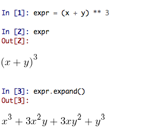 Rendered Sympy output